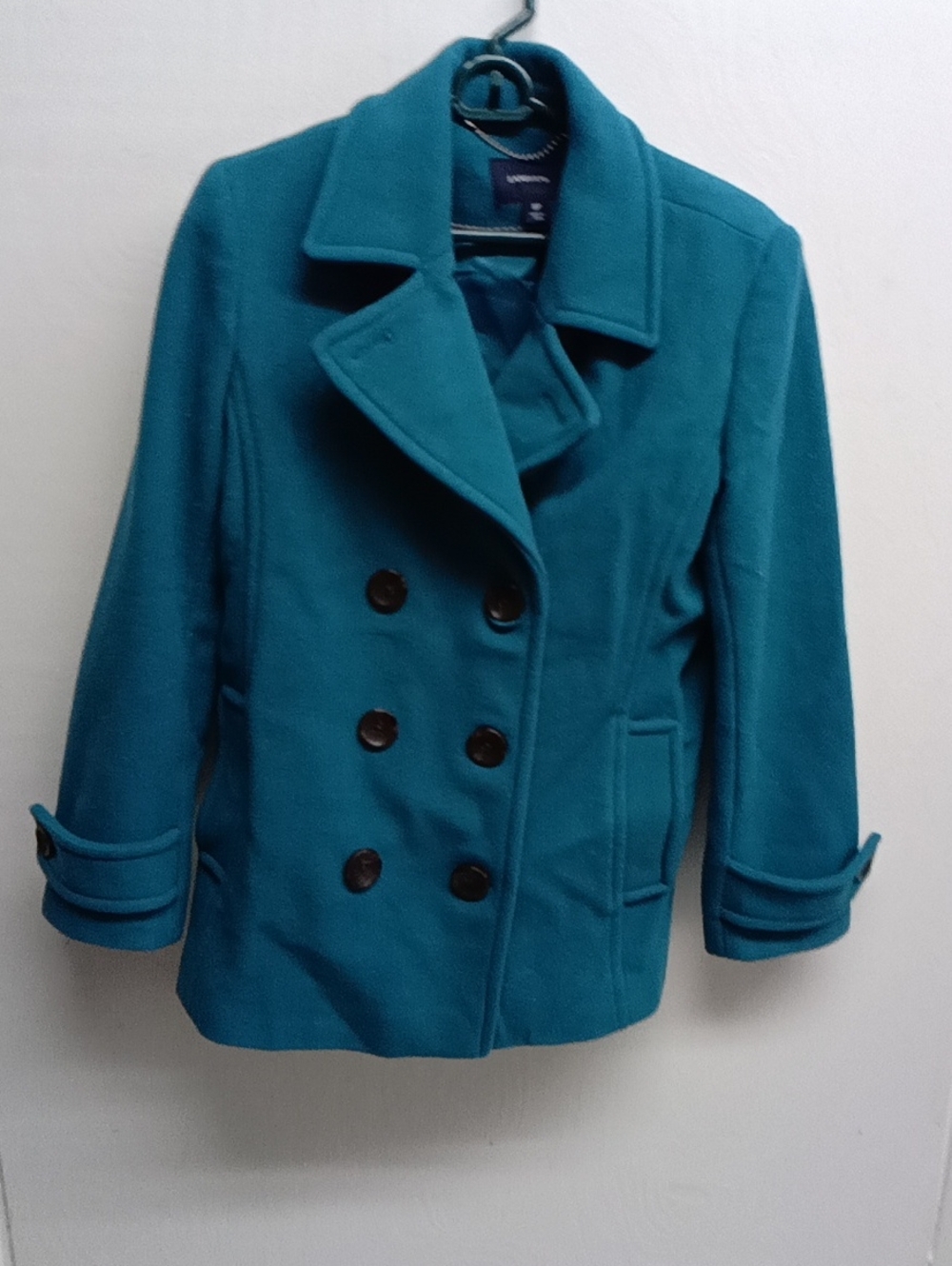 LAND' S END Women’s Teal Double-Breasted Peacoat SIZE 8P